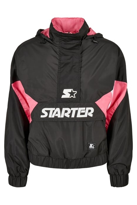 LADIES STARTER COLORBLOCK HALFZIP WINDBREAKER BLACK/PINKGRAP 4