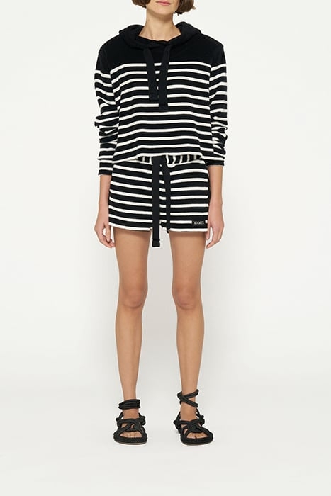 TERRY HOODIE STRIPES BLACK/ECRU 2