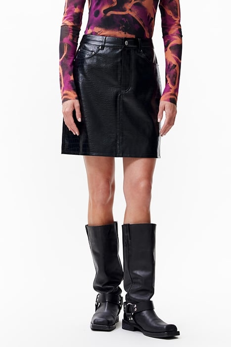VEGAN LEATHER SKIRT BLACK 1