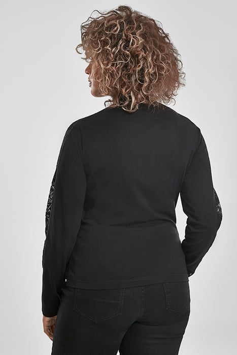 LADIES LACE STRIPED LS BLACK 2