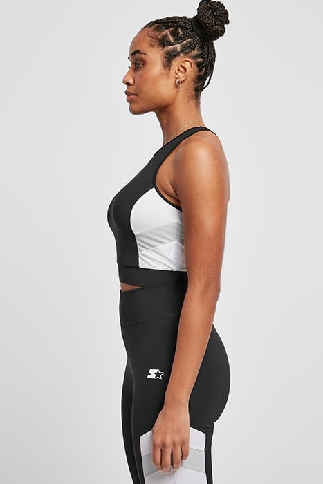 LADIES STARTER SPORTS CROPPED TOP BLACK/WHITE 6