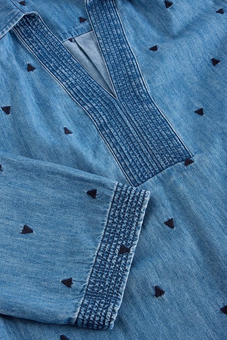 BLAIRE DENIM EMBROIDERED TUNIC MID DENIM 6
