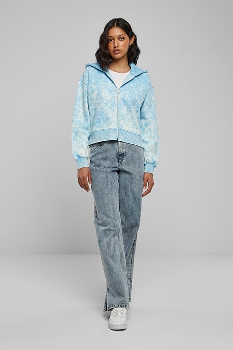 LADIES SHORT OVERSIZED TOWEL WASHED ZIP HOODY BALTICBLUE 3