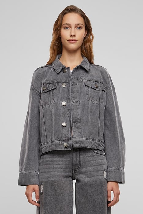 LADIES 80‘S OVERSIZED DENIM JACKET NEW GREY WASHED 1