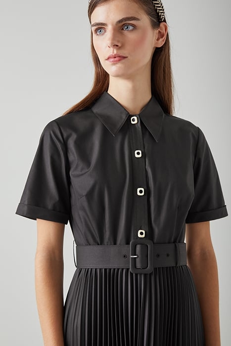 CALLY PLEATED SHIRT DRESS BLACK 4