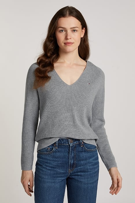 CO CARDI STITCH V-NECK STANDARD FIT MEDIUM GREY 1