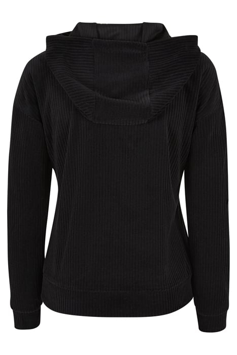 LADIES VELVET RIB HOODY BLACK 5