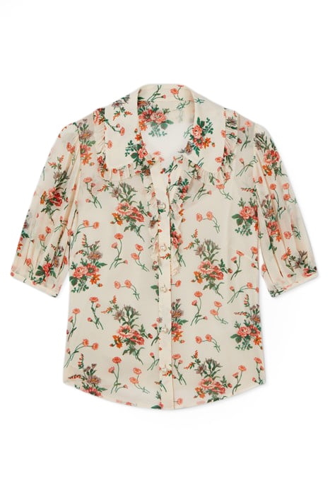 FLORA RUFFLE BUTTON-DOWN SHIRT CREAM 2