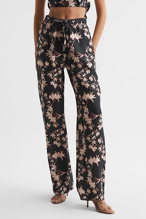 LEO-LINEN PRINT TROUSER BLACK PRINT 1