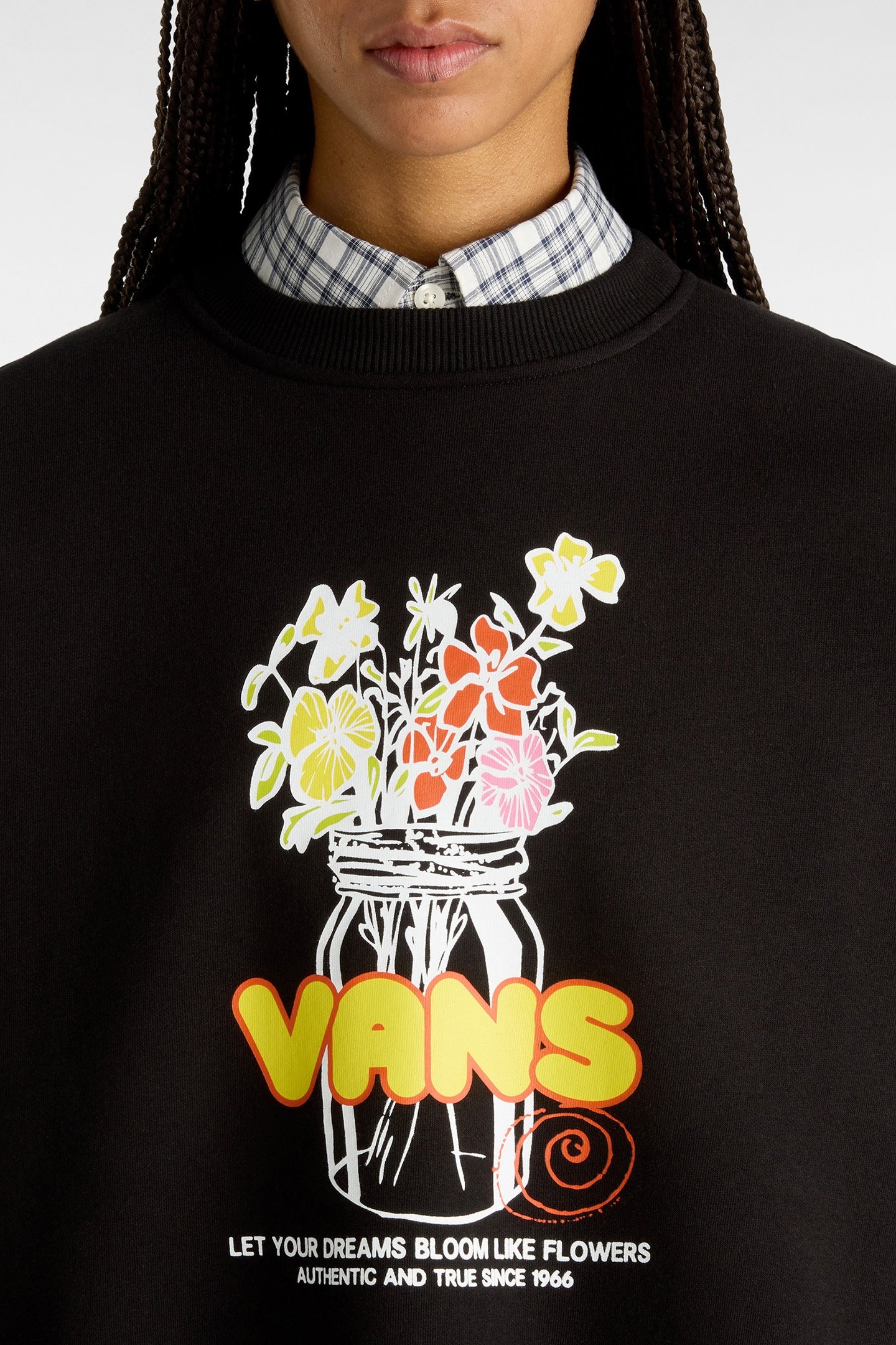 BOUQUET LOOSE CREW FLEECE BLACK 7