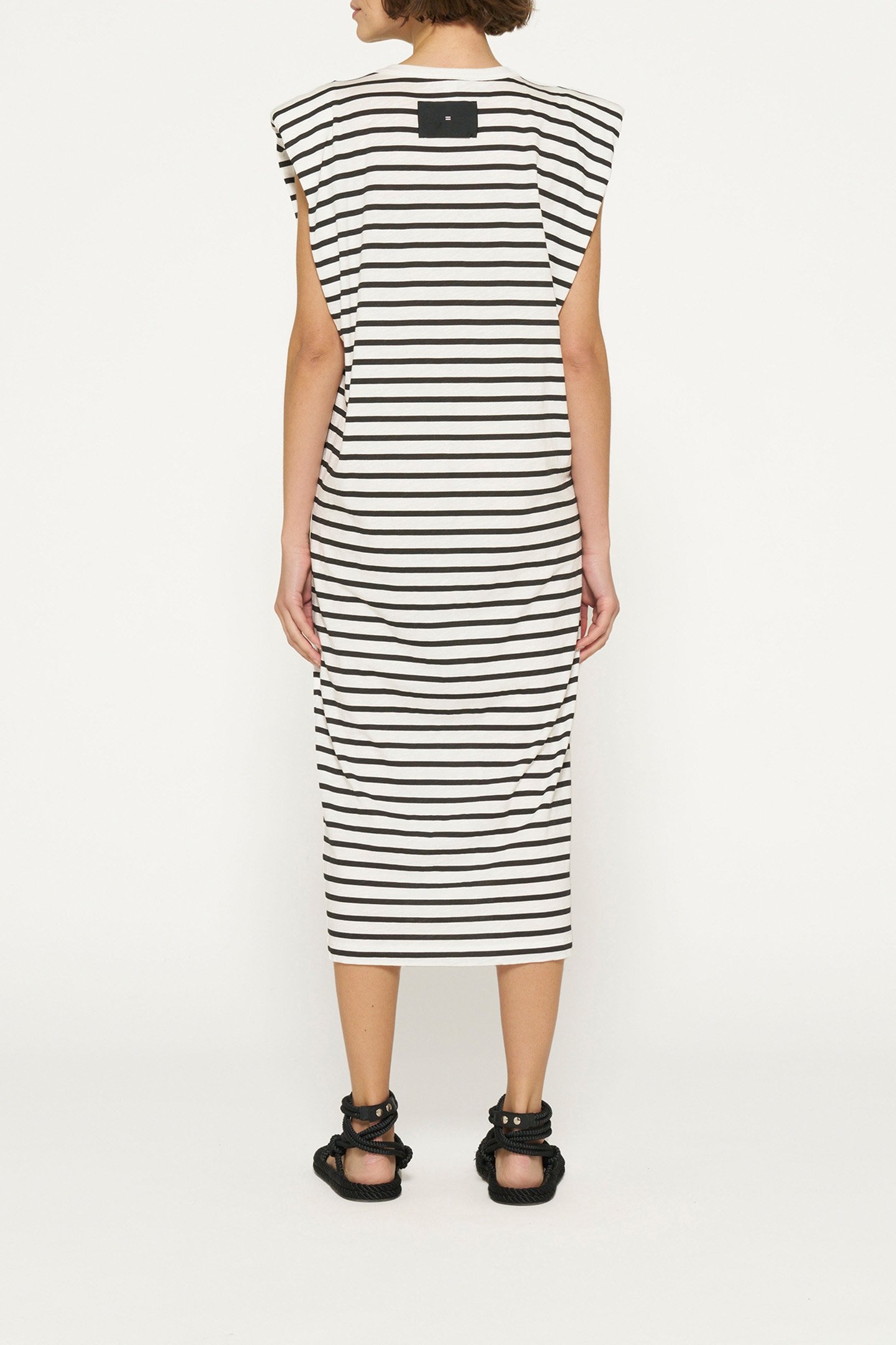 PADDED TEE DRESS STRIPES ECRU/BLACK 2