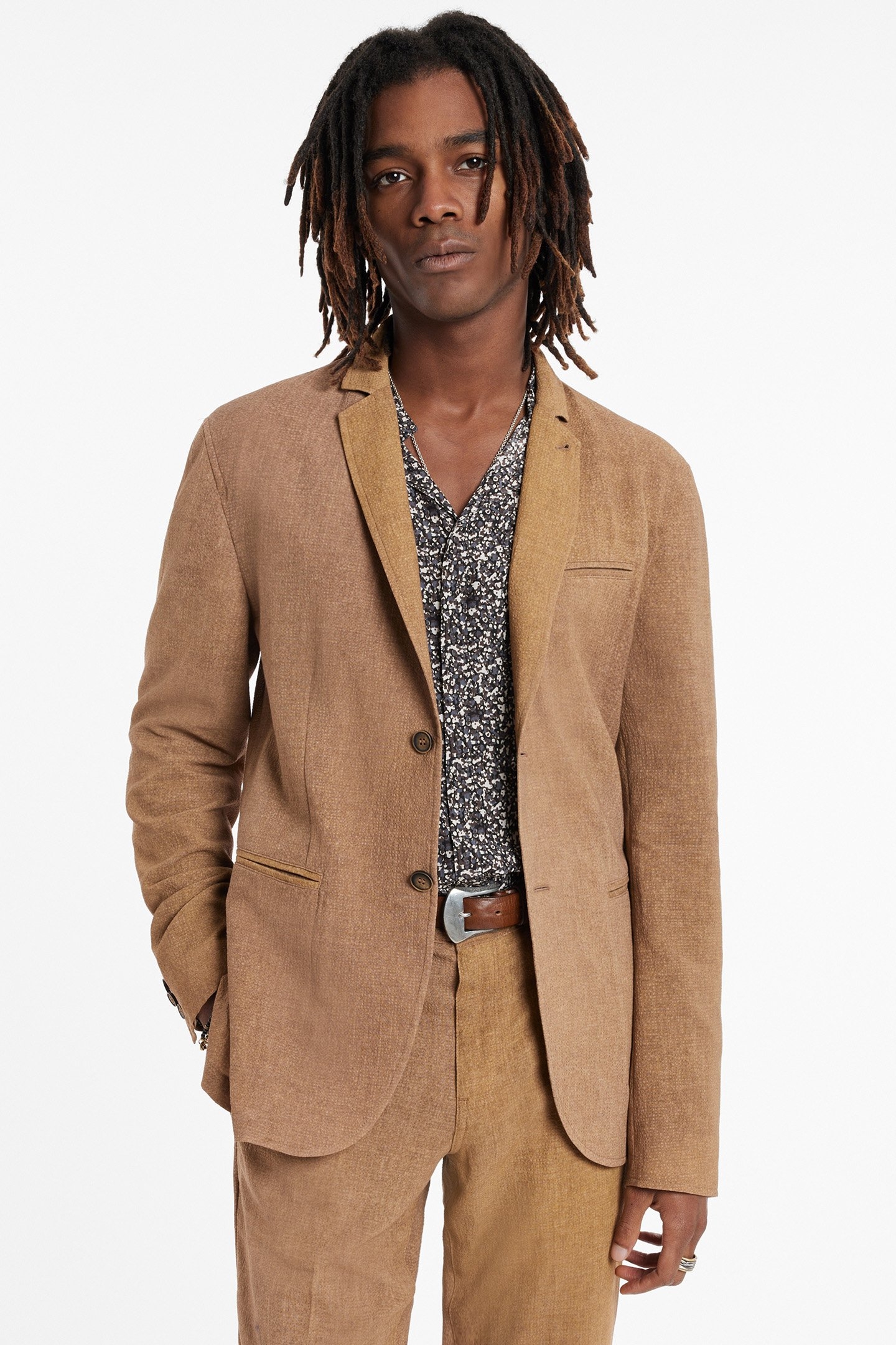 SLIM FIT NOTCH LAPEL JACKET CLAY BROWN 1