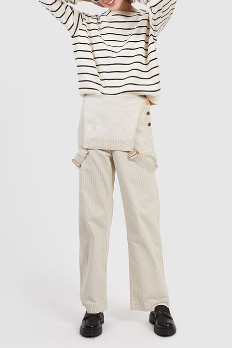 BEIGE FINE-STRIPED DUNGAREES 5