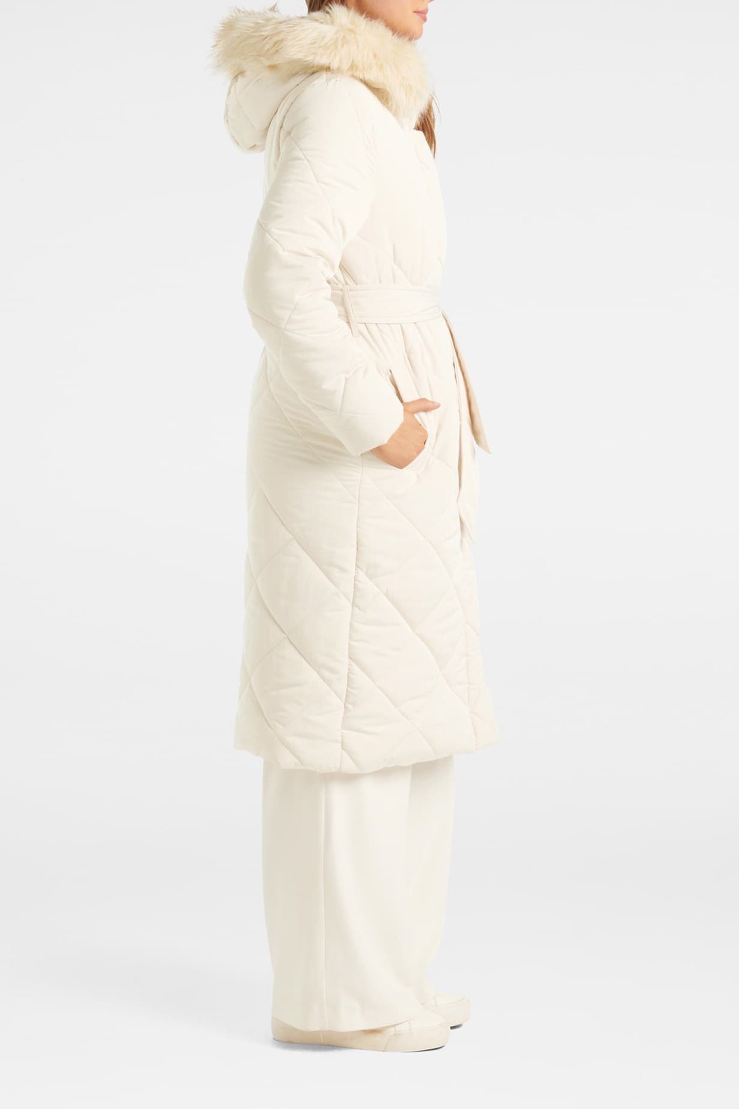 TESSA QUILTED LONGLINE PUFFER JACKET CREAM 4