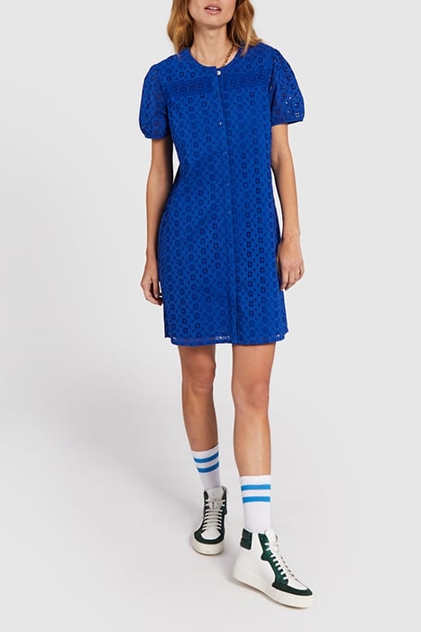 ELECTRIC BLUE EYELET EMBROIDERY DRESS 1