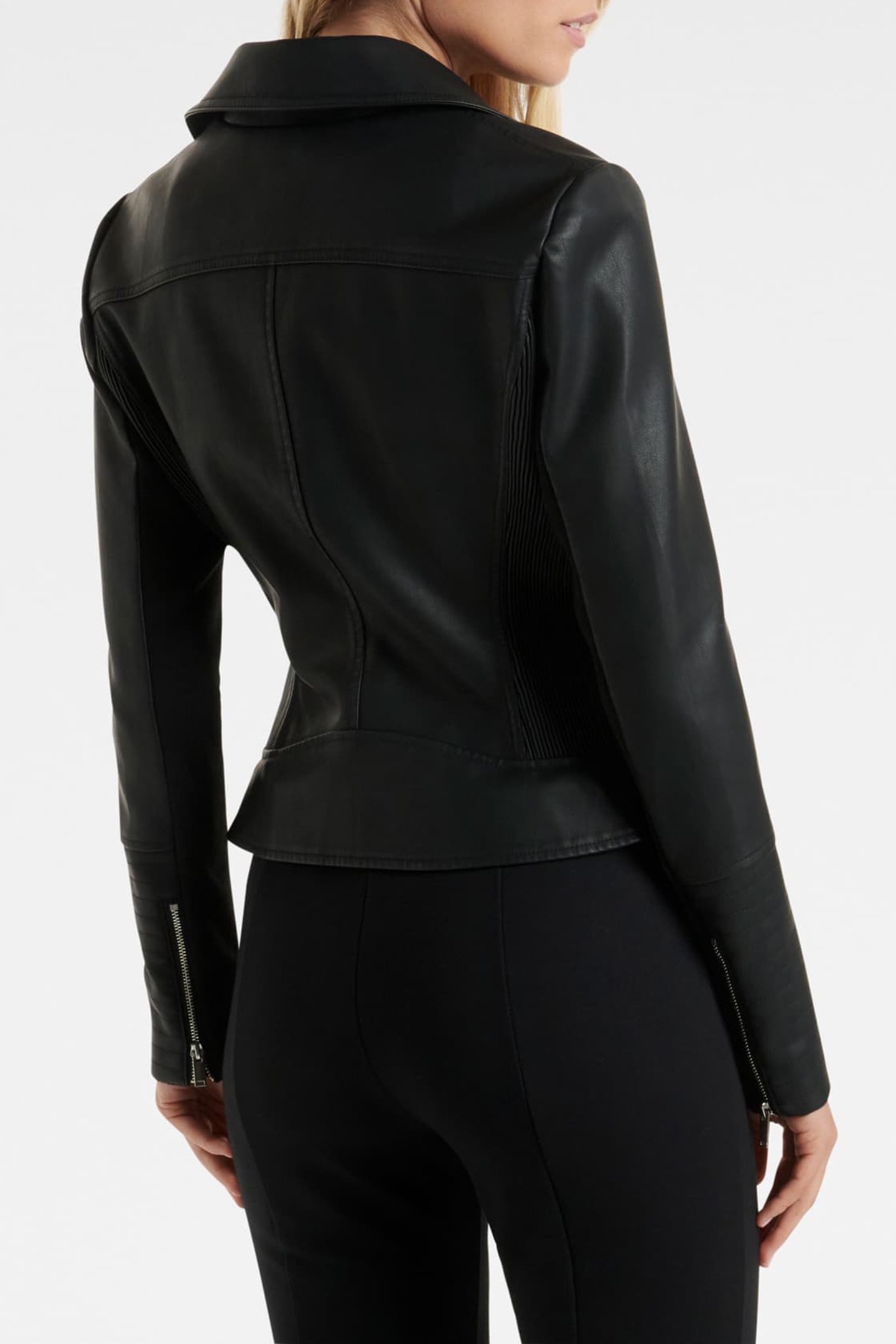 HEIDI VEGAN LEATHER BIKER JACKET BLACK 2