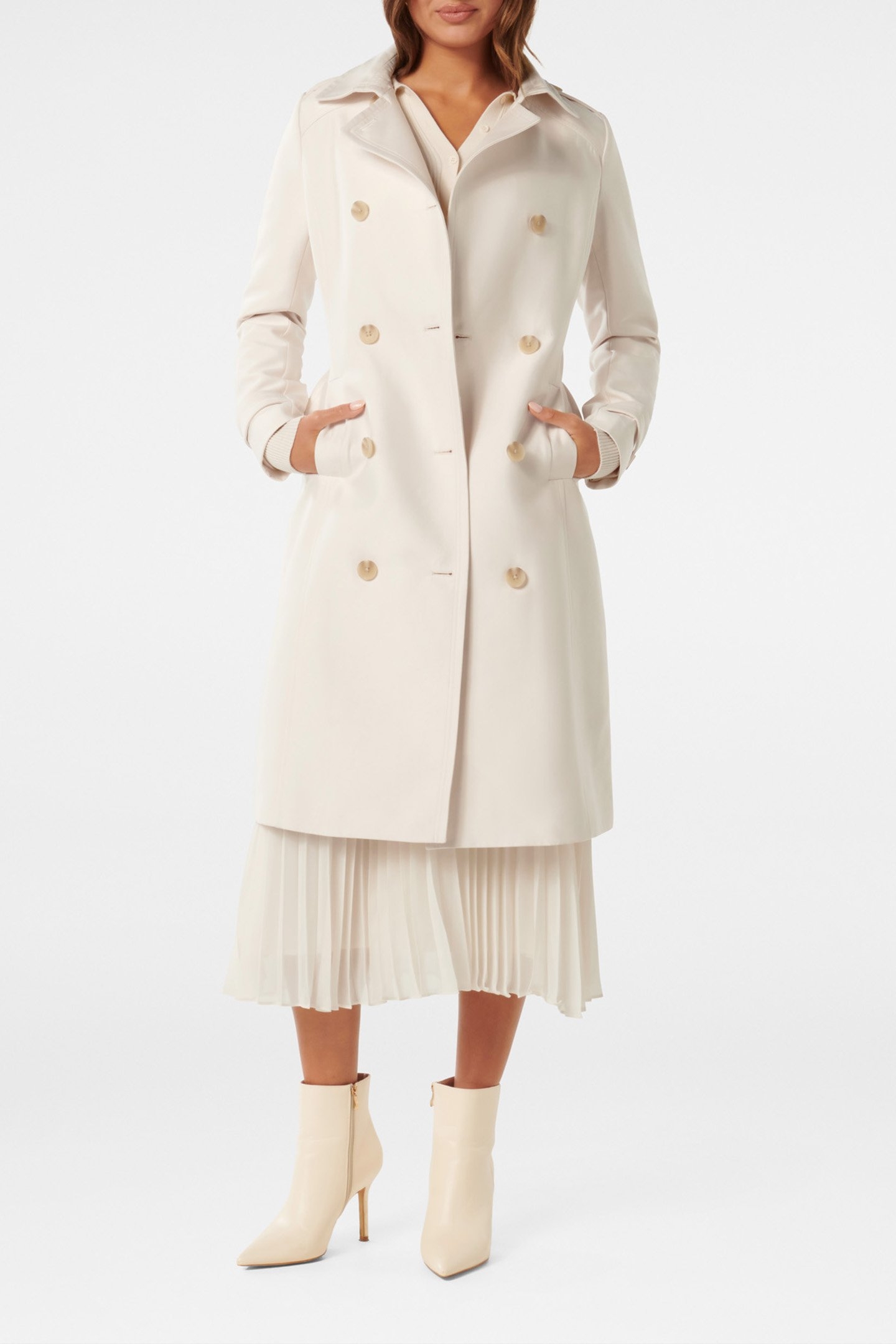 BIANCA LONG MAC TRENCH COAT CREAM 4