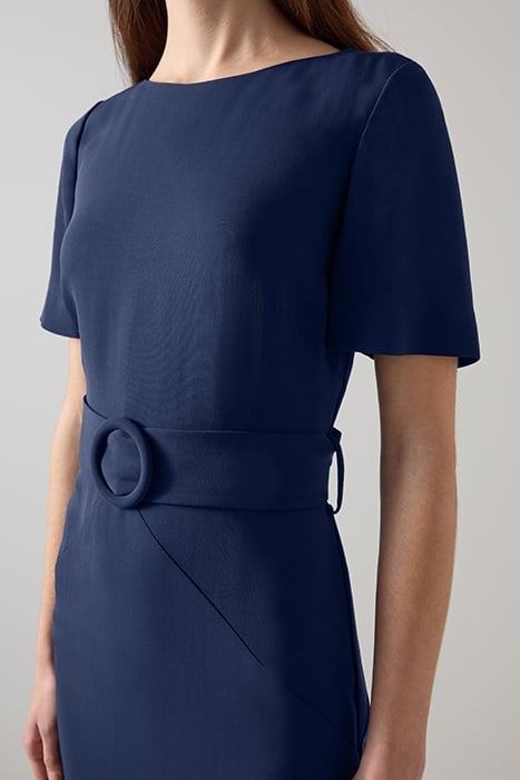 KLAUDIA BELTED MIDI DRESS NAVY 4
