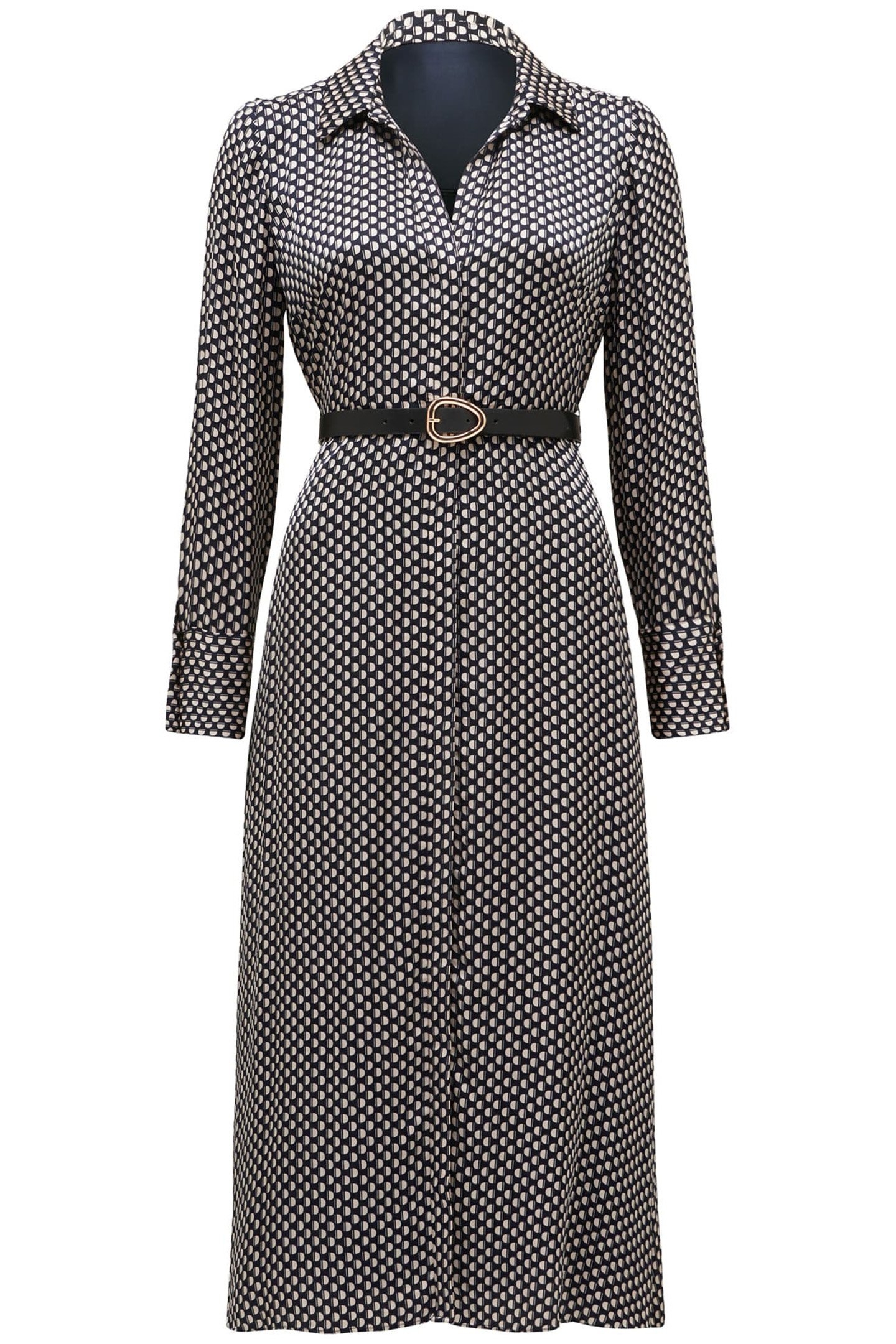 JANINE PETITE SATIN MIDI SHIRT DRESS NAVY KITSON GEO 3