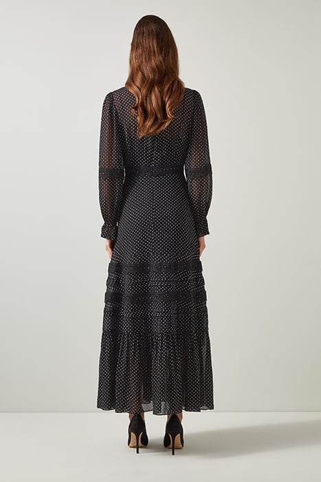 CELESTIA TIERED MAXI DRESS BLACK/CREAM 2