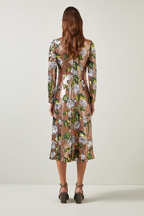 MARCEL SEQUIN MIDI DRESS ROSE GOLD/BLACK 3