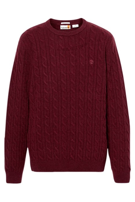 PHILLIPS BROOK CABLE CREW NECK SWEATER CORDOVAN HEATHER 4