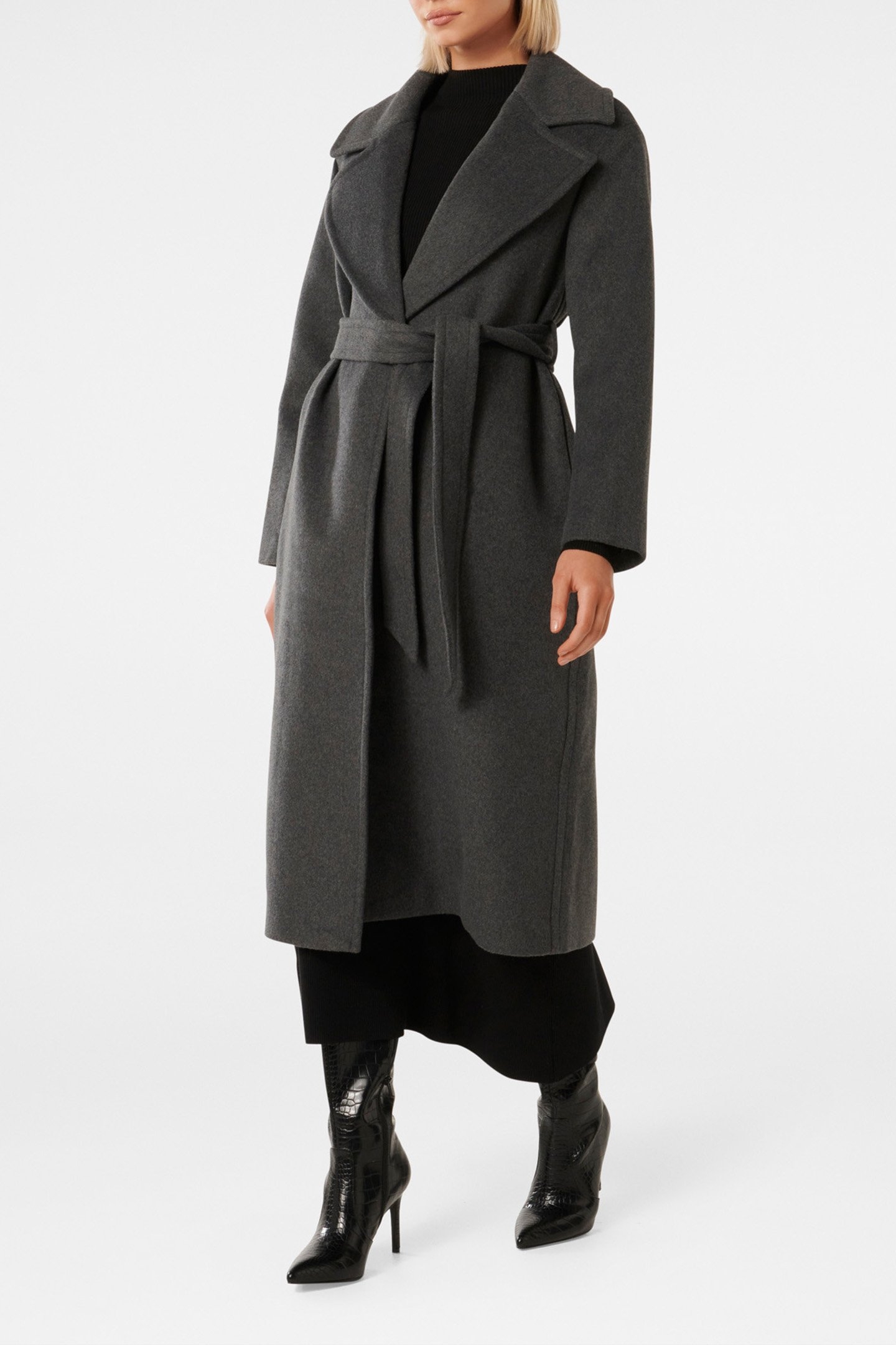 PRIYA WRAP COAT CHARCOAL GREY MARLE 4