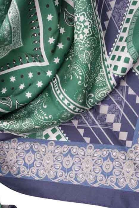 SILK SCARF ST. TROPEZ BANDANA GEEN, BLUE 3