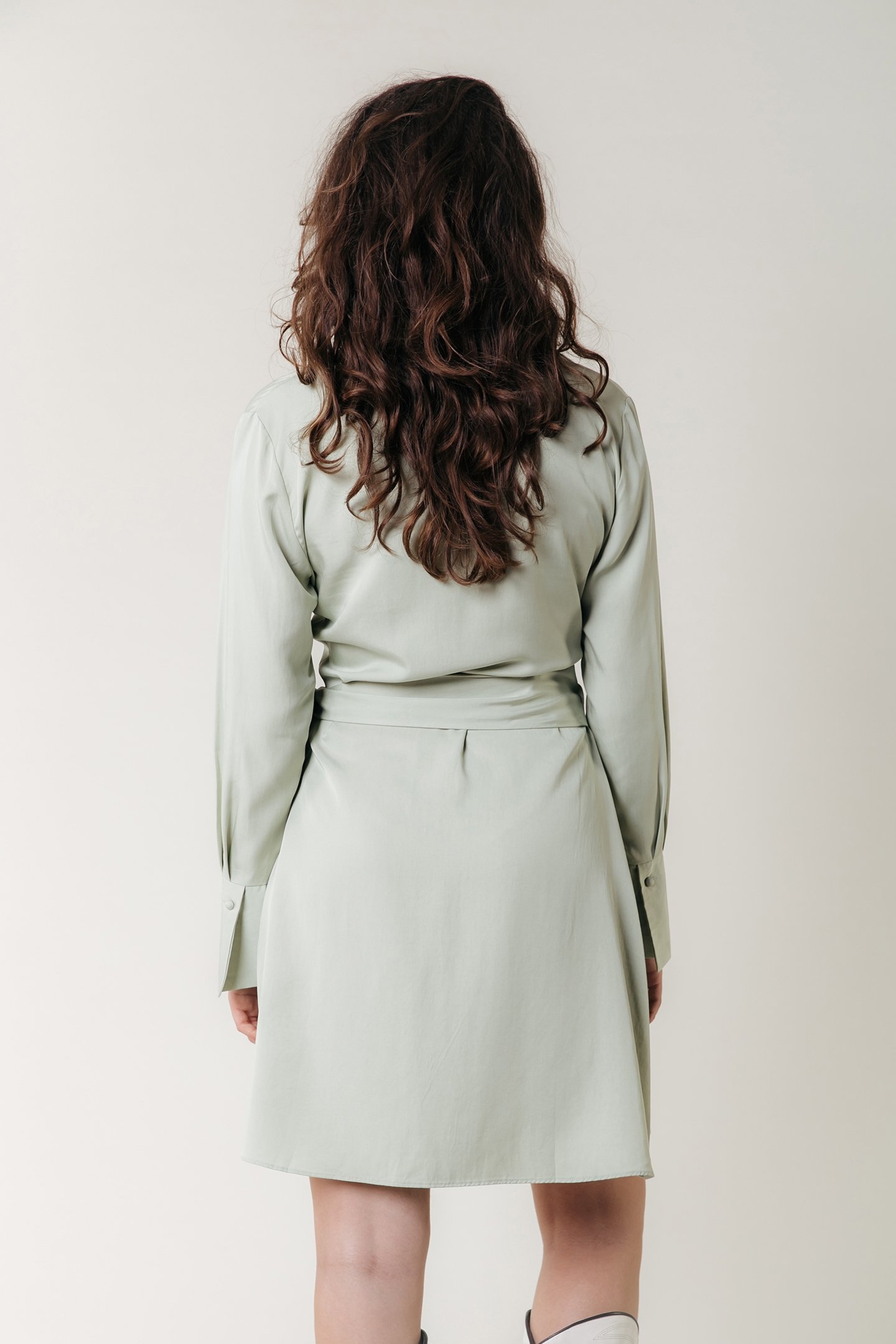 DORIN UNI WRAP DRESS LS SOFT GREEN 2