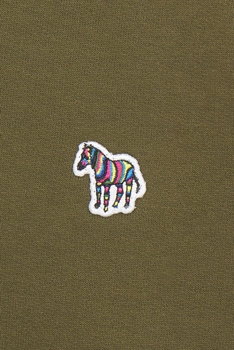 MENS REG FIT PLACKET SWEATSHIRT ZEBRA OLIVE GREEN 4