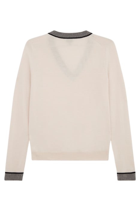 WOMENS KNITTED SWEATER V NECK OFF WHITE 2