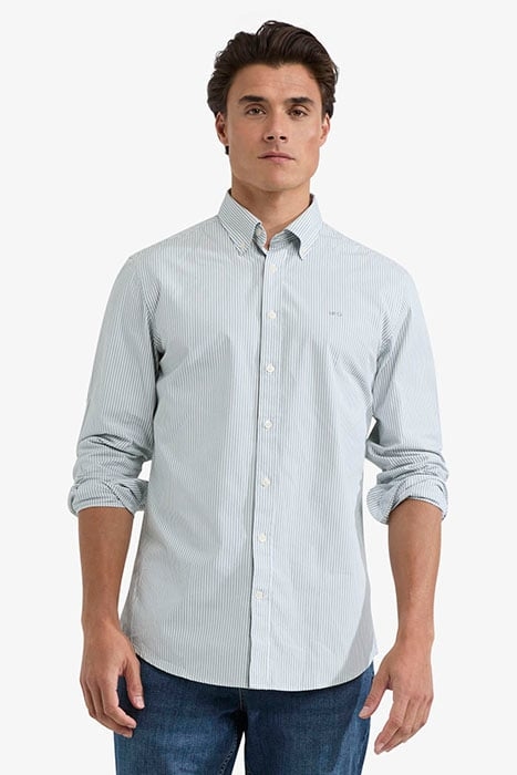 STRIPED POPLIN SHIRT LIGHT OLIVE 1