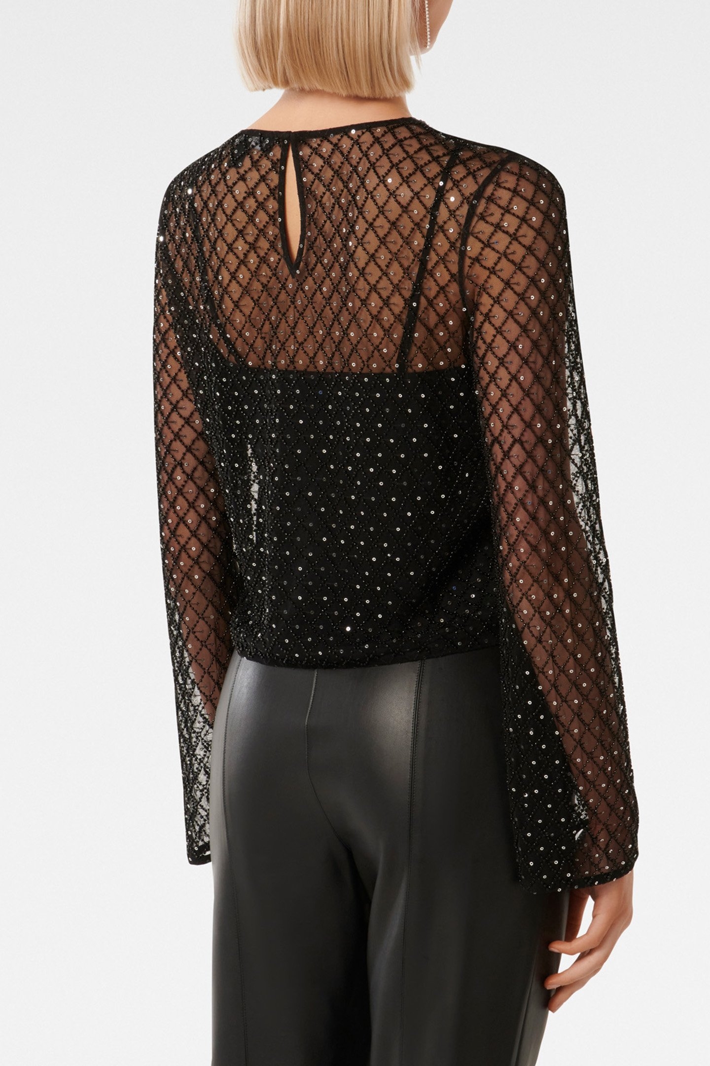 BEATRIX SHEER BEADED TOP BLACK 2