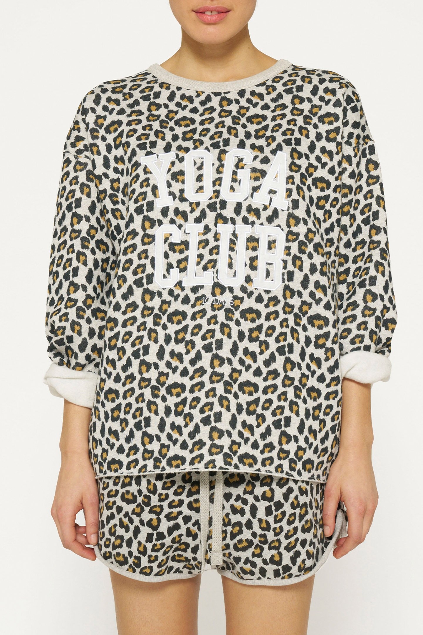 RAW EDGE STATEMENT SWEATER LEOPARD LIGHT GREY MELEE 1