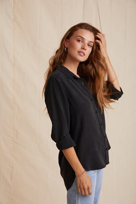 SHIRT TAIL BUTTON DOWN VINTAGE BLACK 4