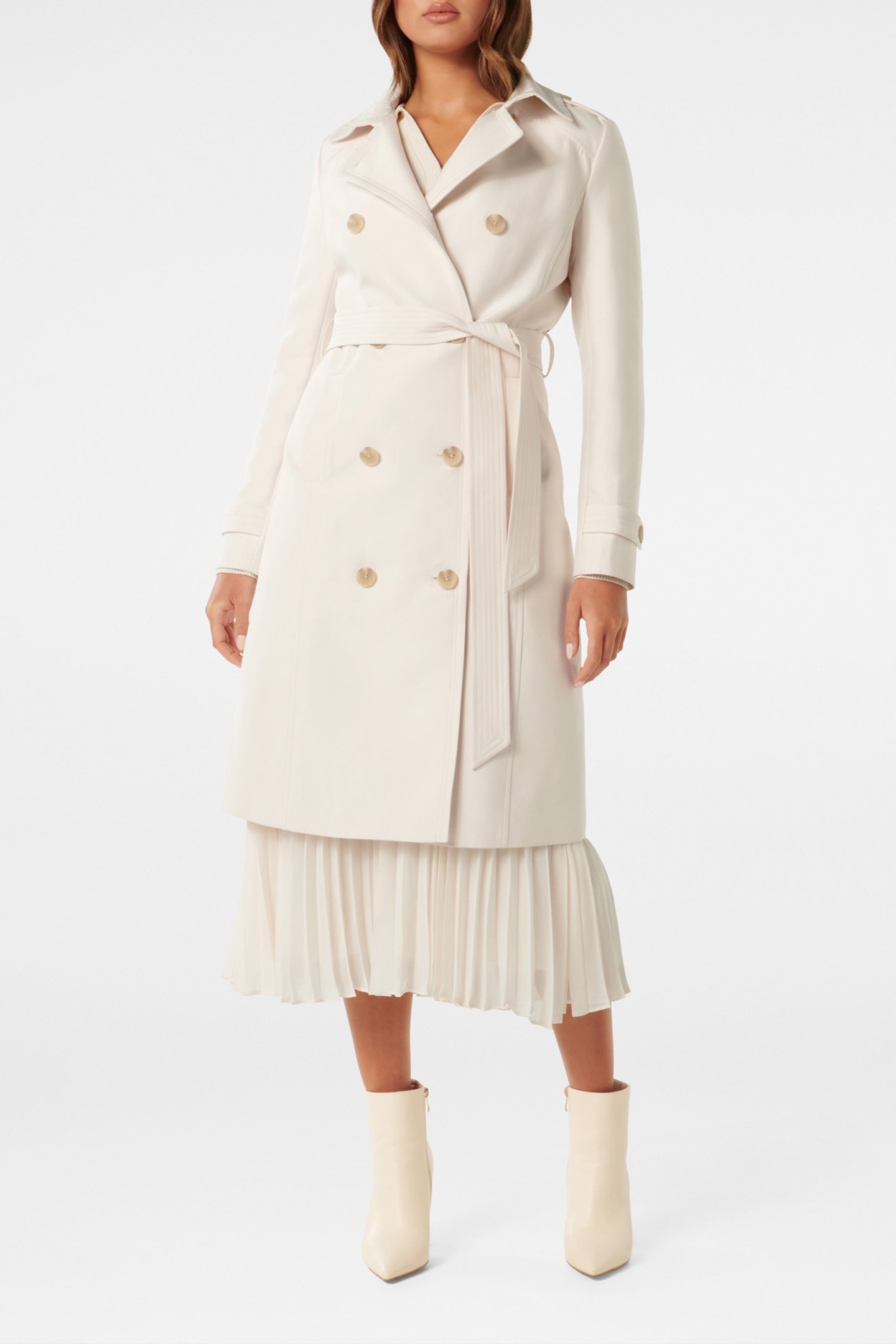 BIANCA LONG MAC TRENCH COAT CREAM 1