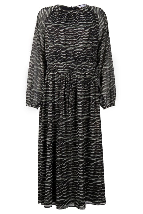 WINTER SHEEN LS RND NK MIDI DR BLACK 1