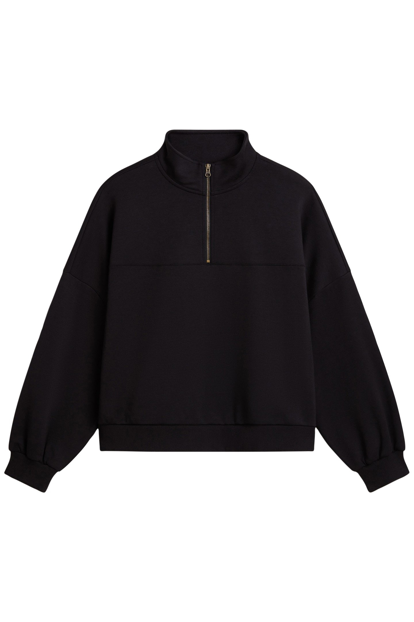 ELEVATED DOUBLE KNIT LOOSE MOCK NECK BLACK 1