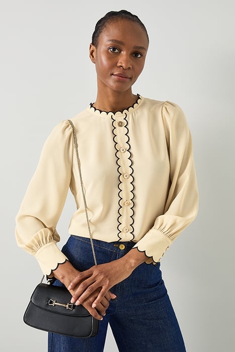 JEMIMA SCALLOP BLOUS CREAM/BLACK 5