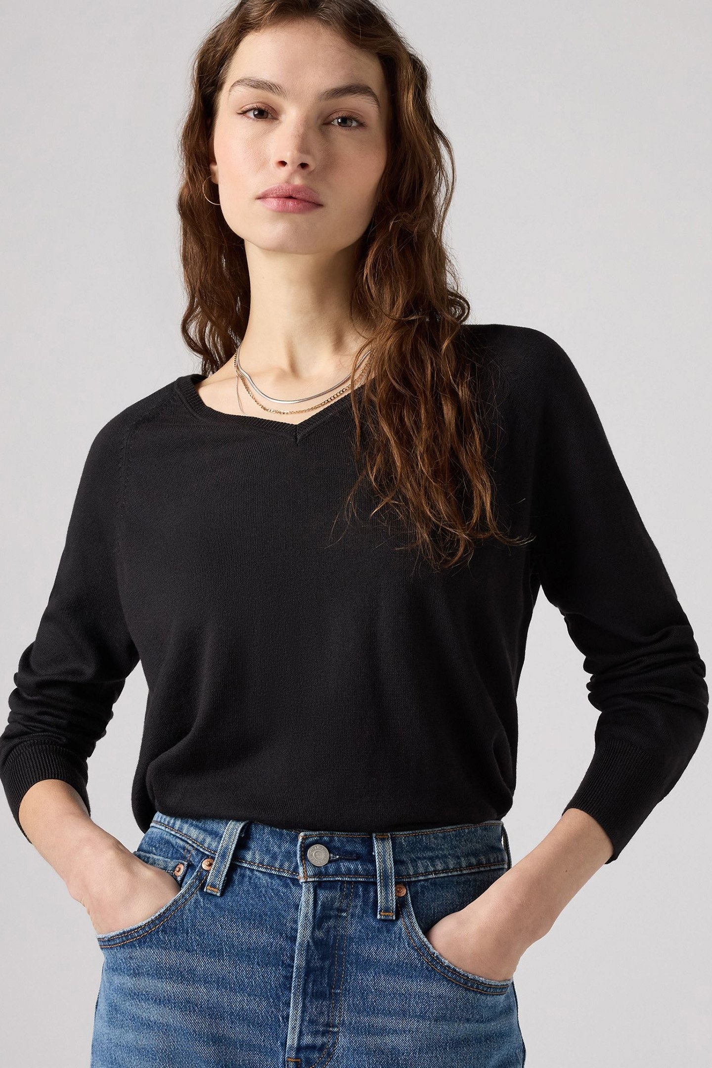 PETAL VNECK SWEATER CAVIAR TRIBLEND 6