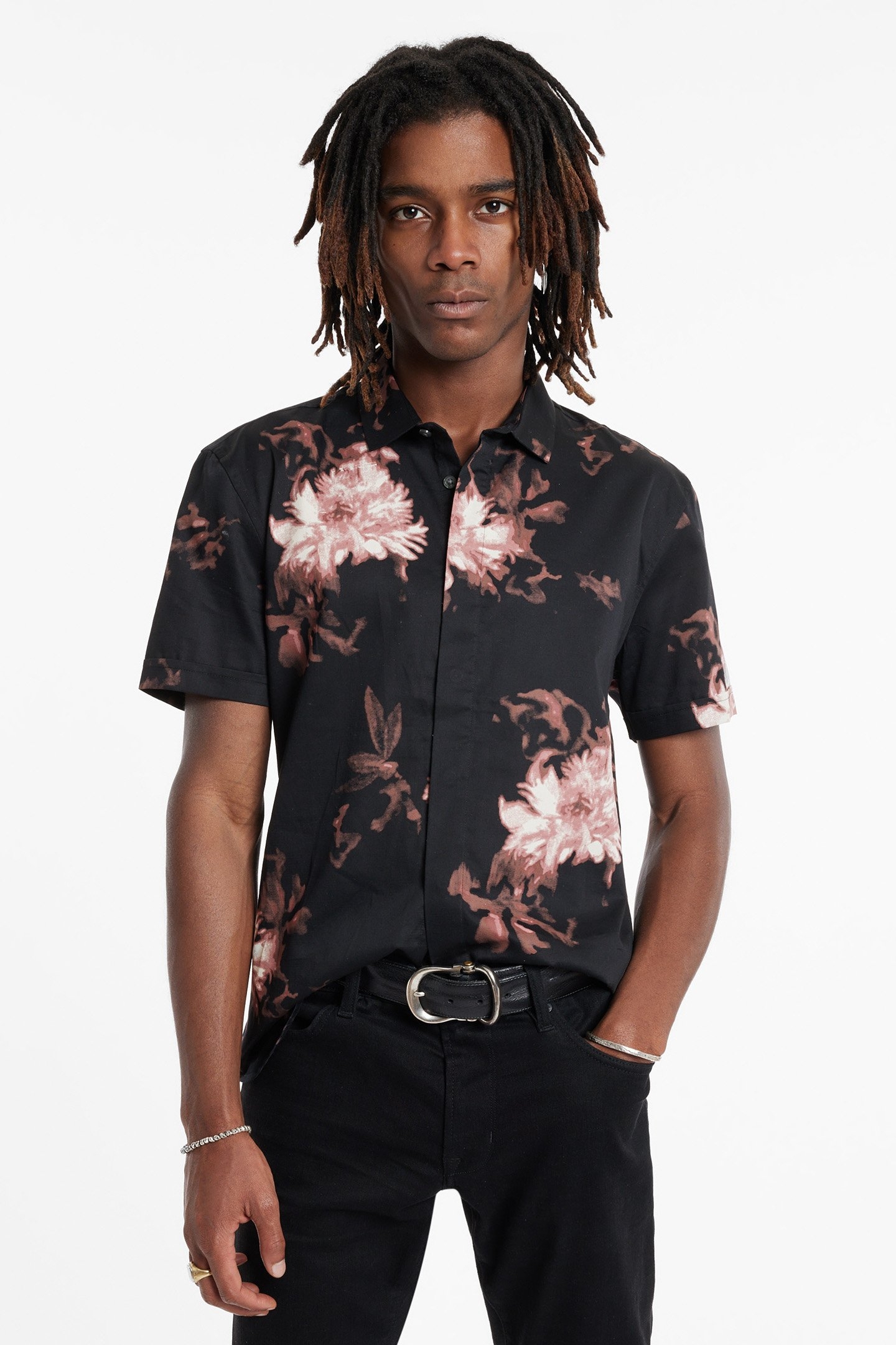 LOREN SLIM FIT SS SPORT SHIRT CRANBERRY 1