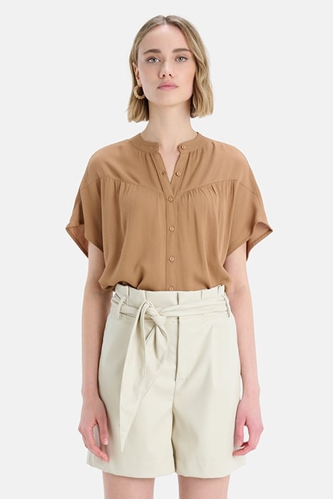 LA-JACCY BUTTON TOP BROWN 1