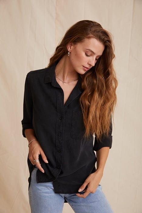 SHIRT TAIL BUTTON DOWN VINTAGE BLACK 3
