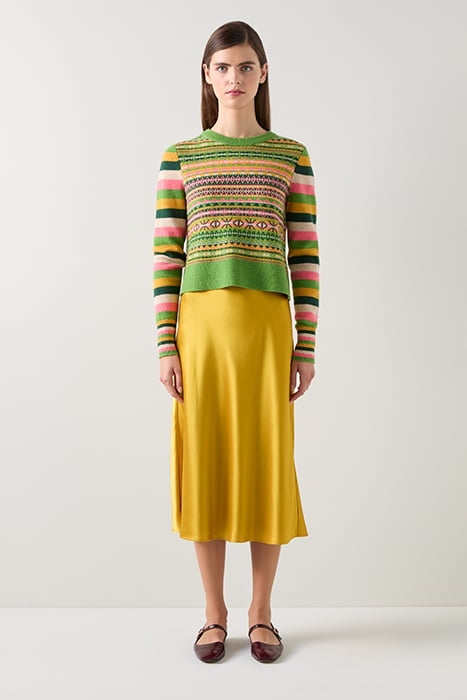 BLYTHE SATIN MIDI SKIRT OLIVE 1