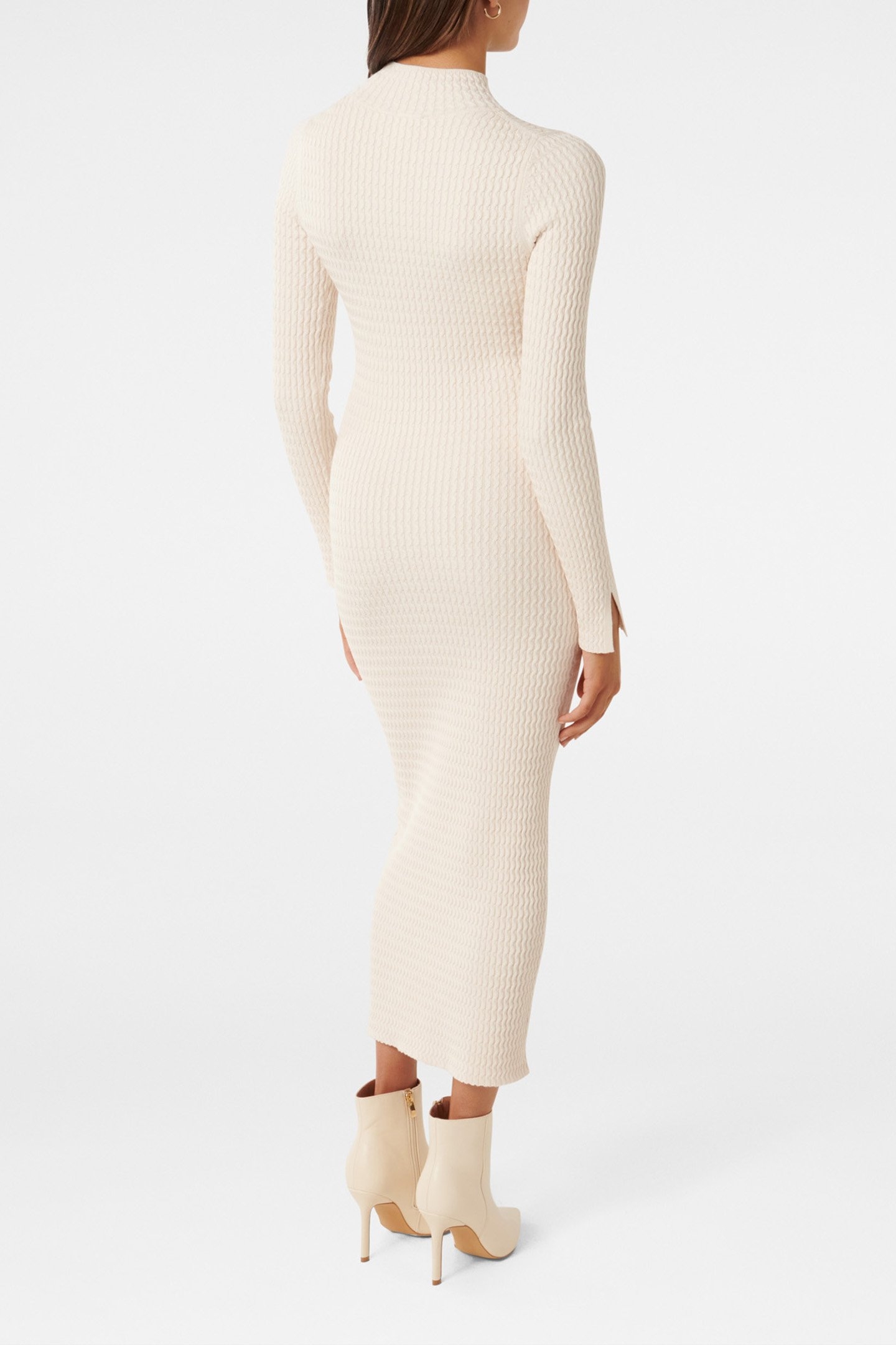 GEORGIA PETITE TEXTURED KNITTED DRESS CREAM 2