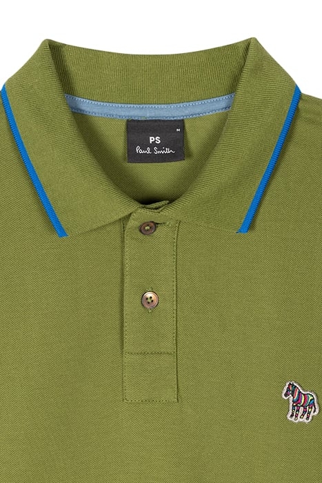 MENS SLIM FIT POLO ZEB BADGE MILITARY GREEN 2