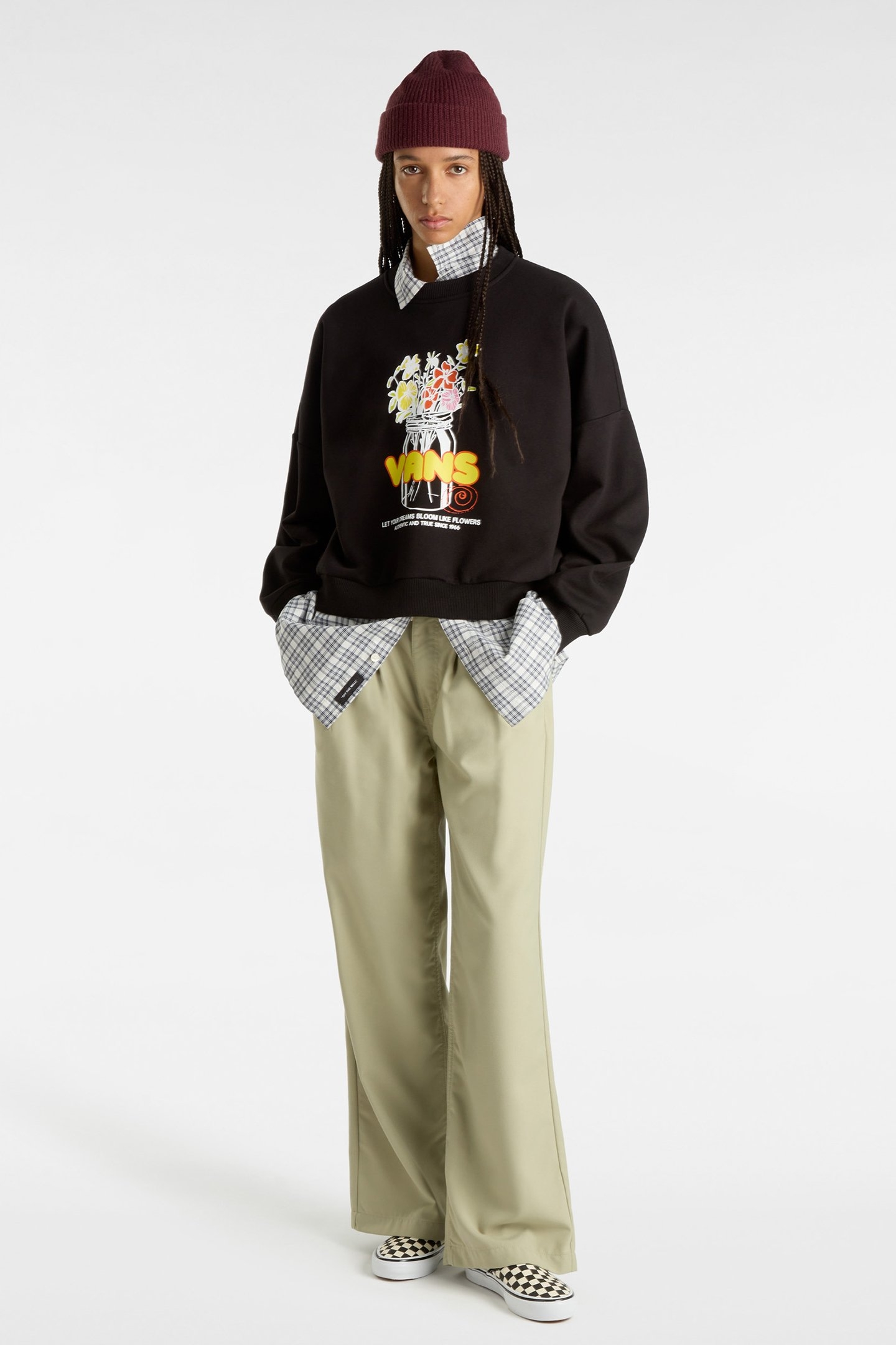 BOUQUET LOOSE CREW FLEECE BLACK 3