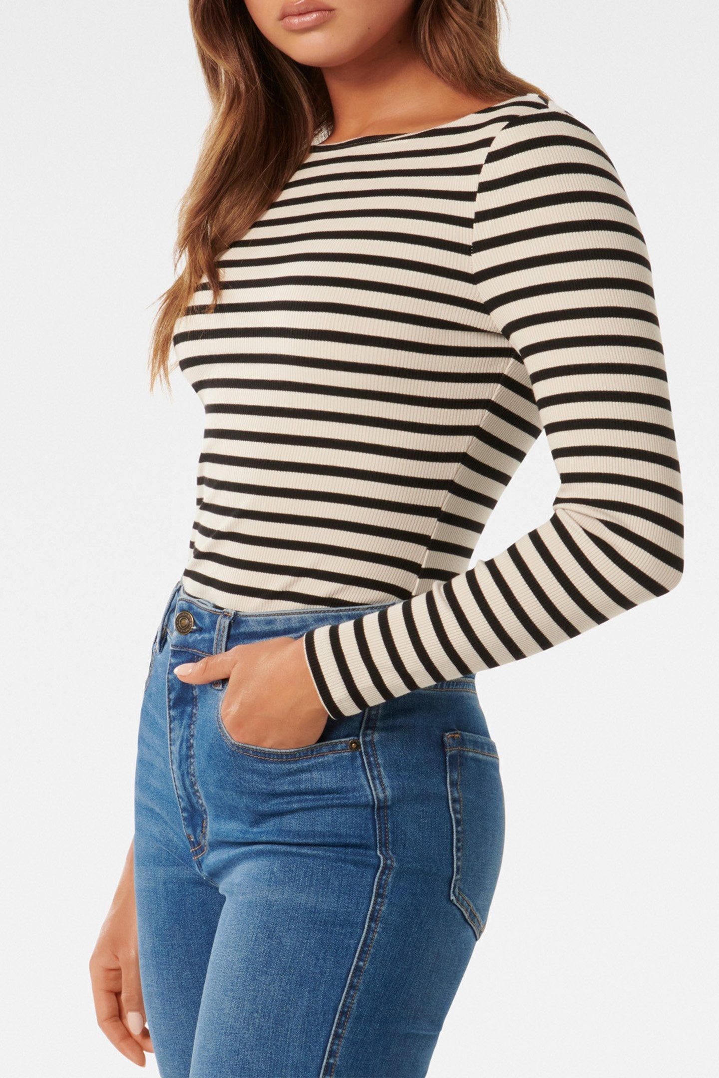 BRIE STRIPED BOAT NECK LONG SLEEVES TOP STRIPE 5