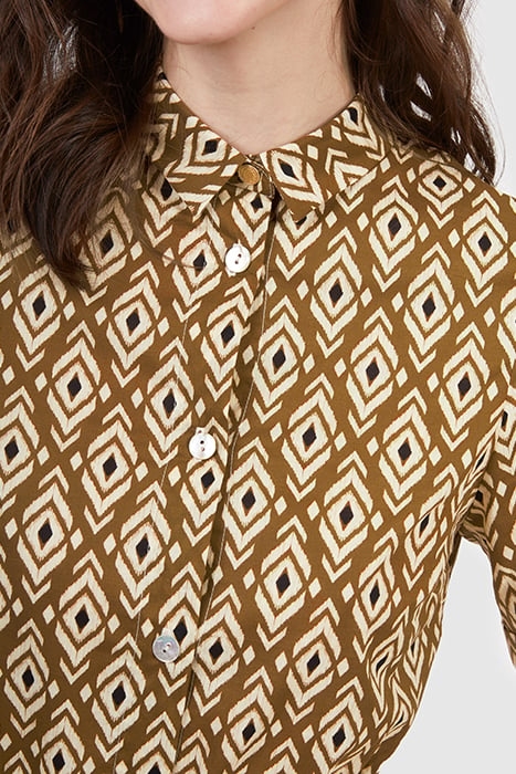 BEIGE SHIRT DRESS WITH ETHNIC BOHO PRINT 5