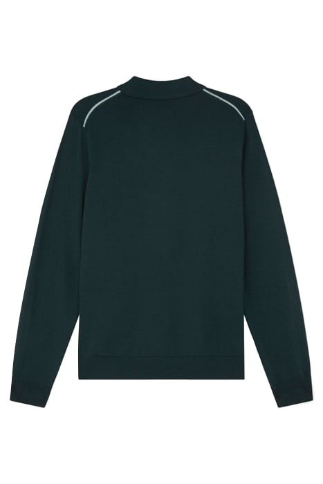 MENS SWEATER LS POLO VERY DARK GREEN 3
